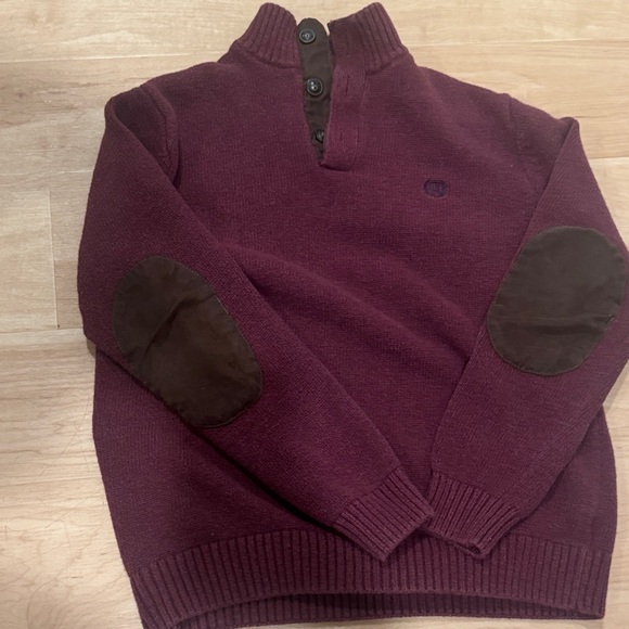 Chaps Other - Chaps Men's Maroon Turtleneck Sweater with Brown Elbow Patches Size Medium
